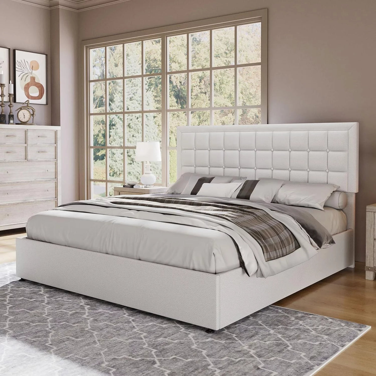 King Size Lift Up Storage Upholstered Platform Bed Frame P180