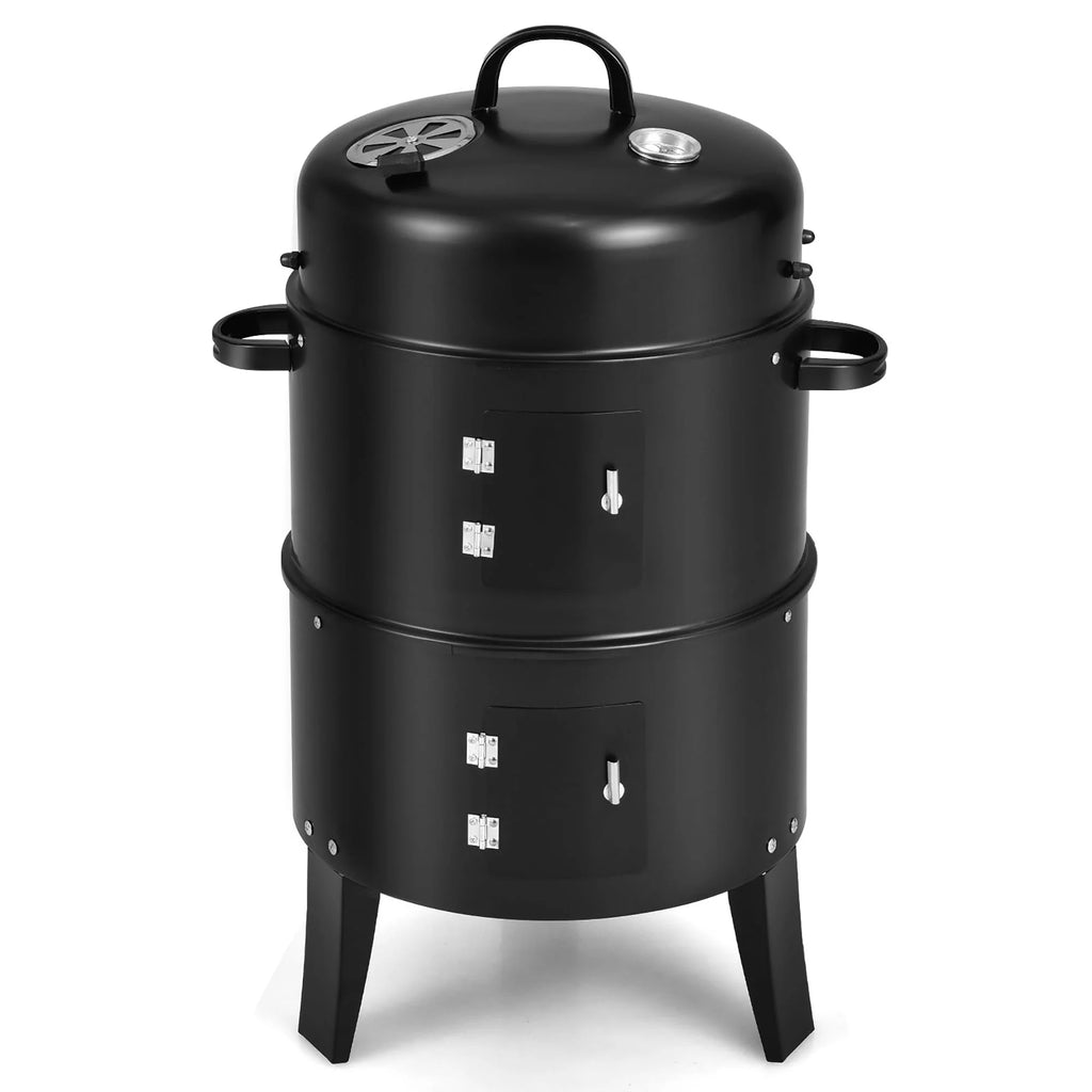 3-in-1 Vertical Charcoal Smoker Grill with 2 Layer J740