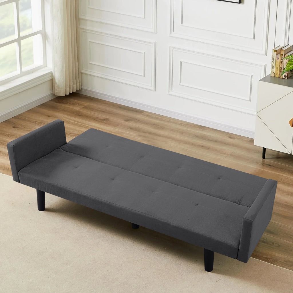 Blue Faux Suede Futon Sofa Bed K93258
