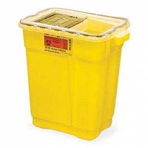 9 Gal Yellow Hinged Top Sharps Collector X164