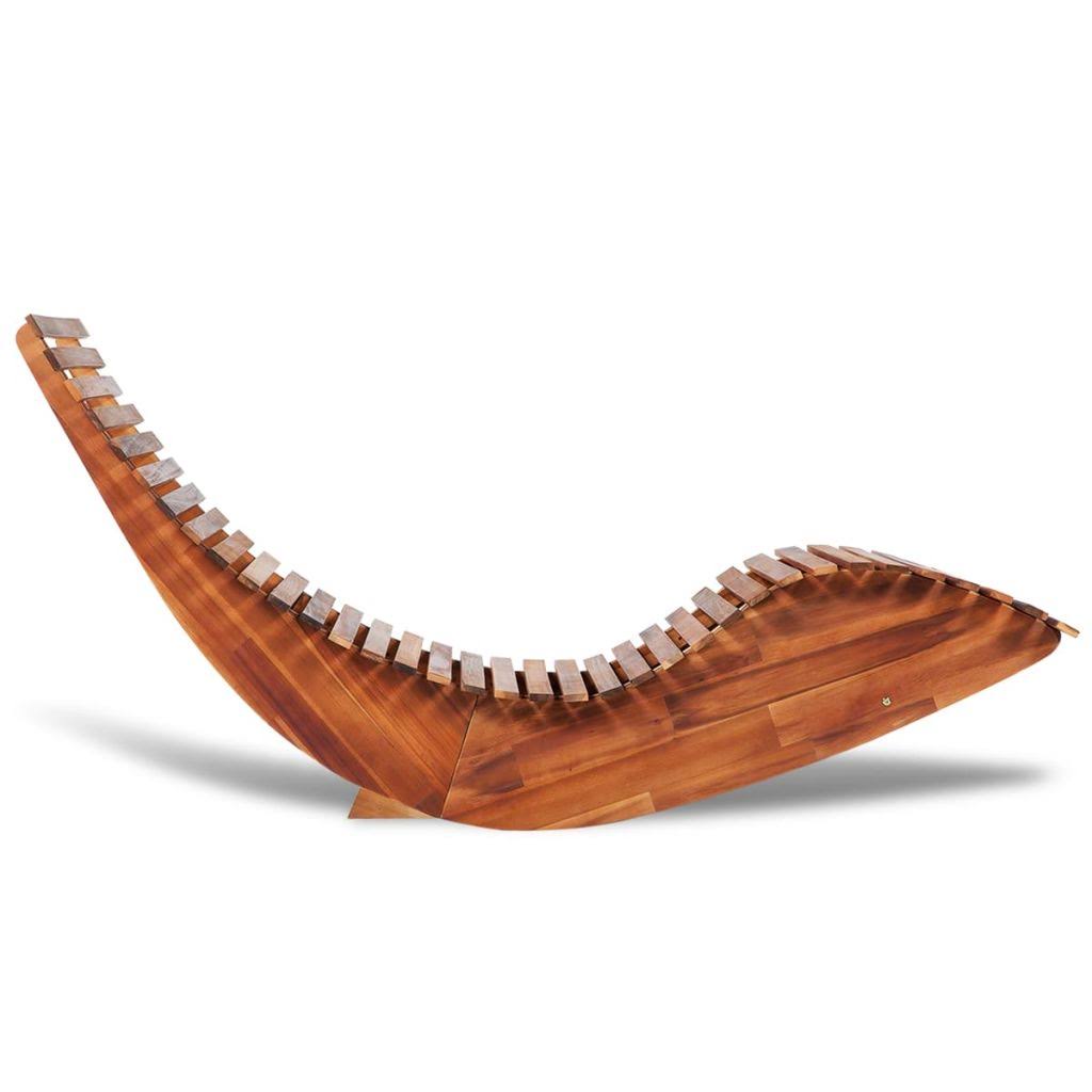2 Pcs Acacia Wood Rocking Sun Loungers U53525