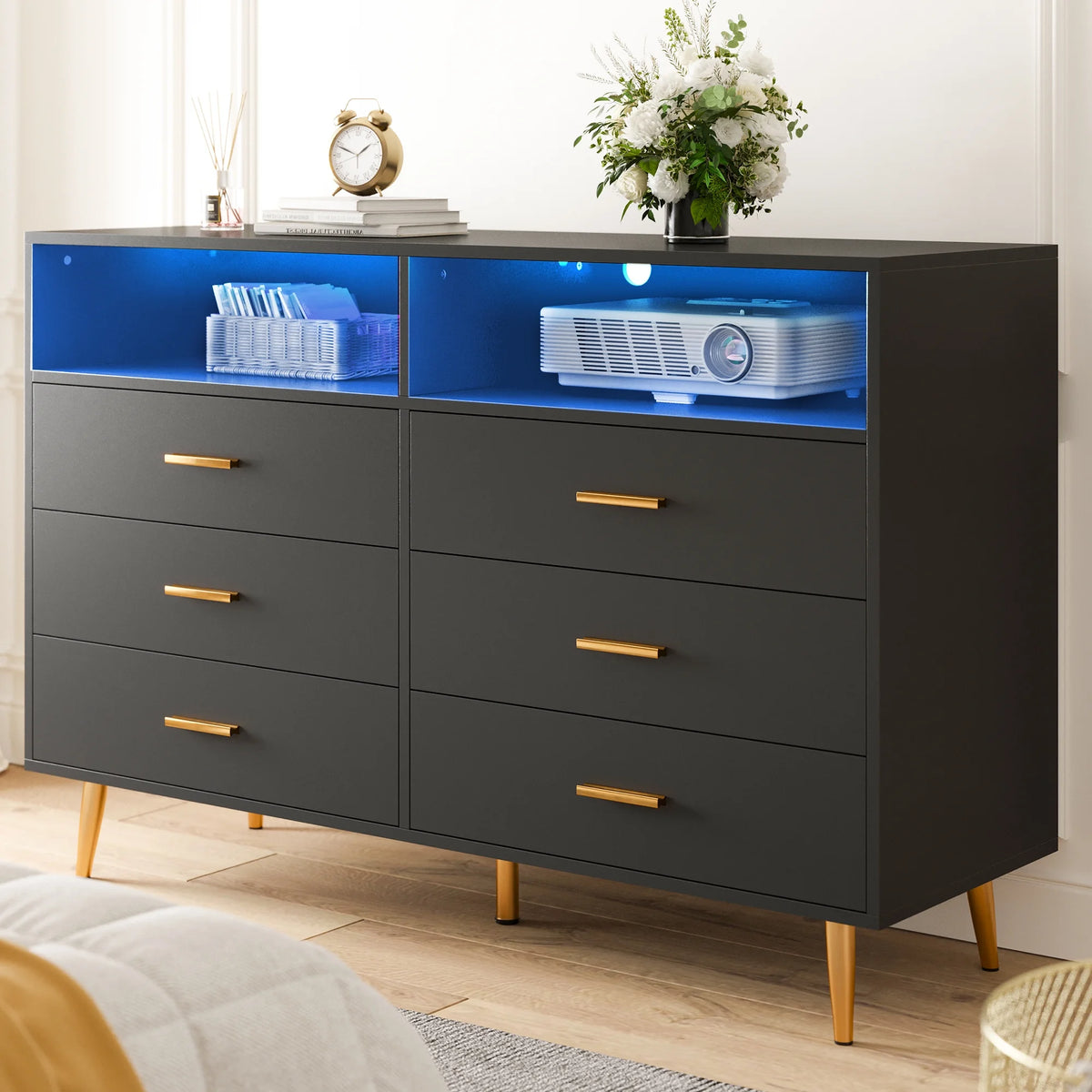 White 6 Drawer Wood Dresser I6732