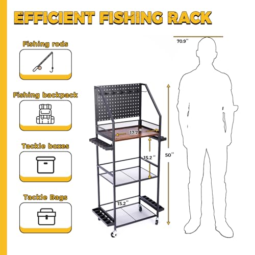 Fishing Rod Holders with Pegboard and Wheels X4335