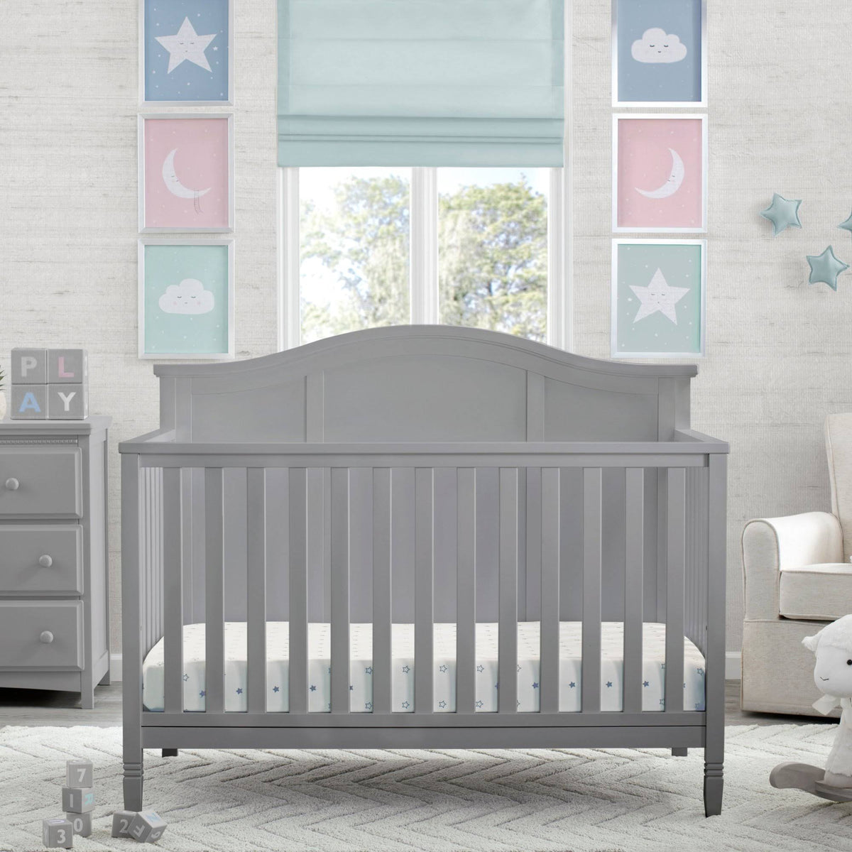 4-in-1 Convertible Crib Gray V840434