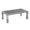 46 Inch Gray Faux Wood Woven Resin Wicker Outdoor Coffee Table A839971
