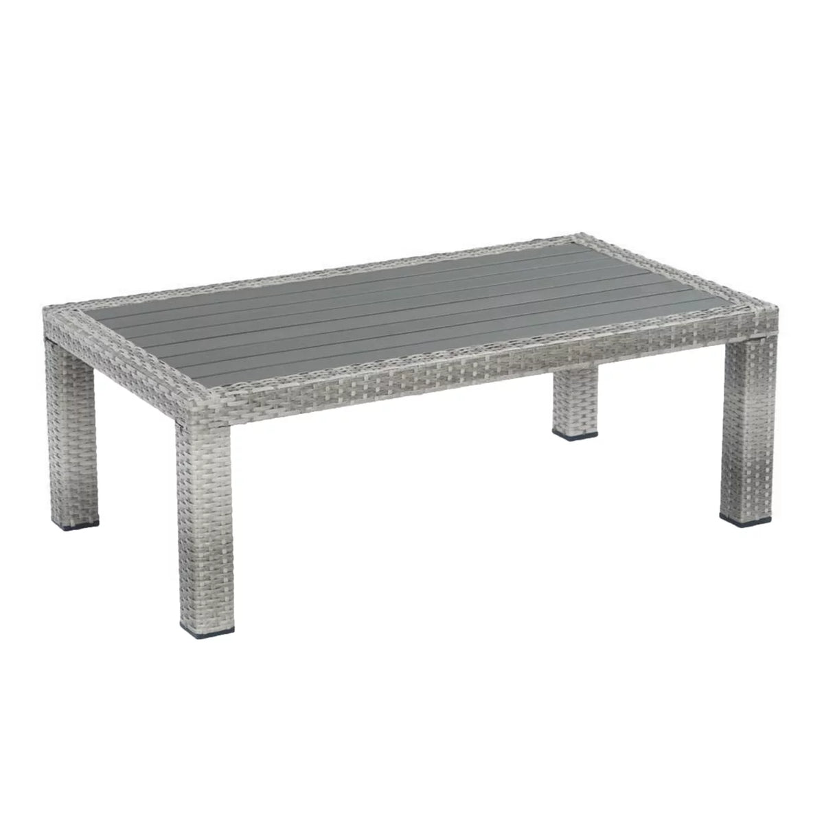 46 Inch Gray Faux Wood Woven Resin Wicker Outdoor Coffee Table A839971