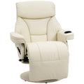 Cream White Manual Recliner Swivel Armchair with Cup Holder M4355