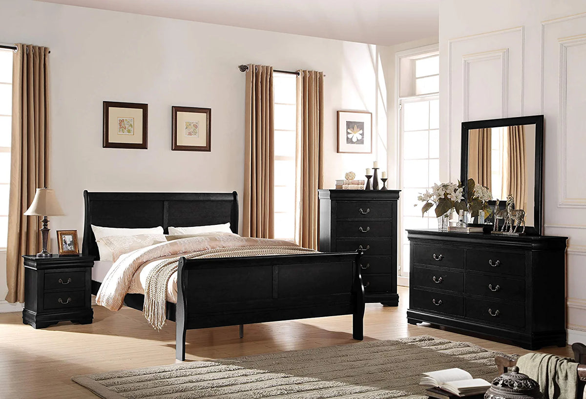 5-Piece Bedroom Set Bed Dresser Chest 2 Nightstands V184