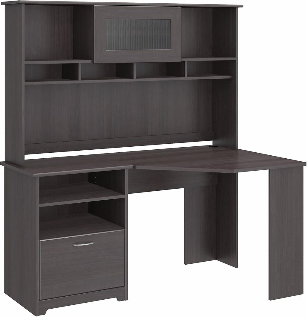 White Corner Desk with Hutch S670509