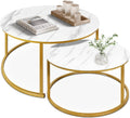 35" Marble Look Nesting Coffee Table Set of 2 M1091