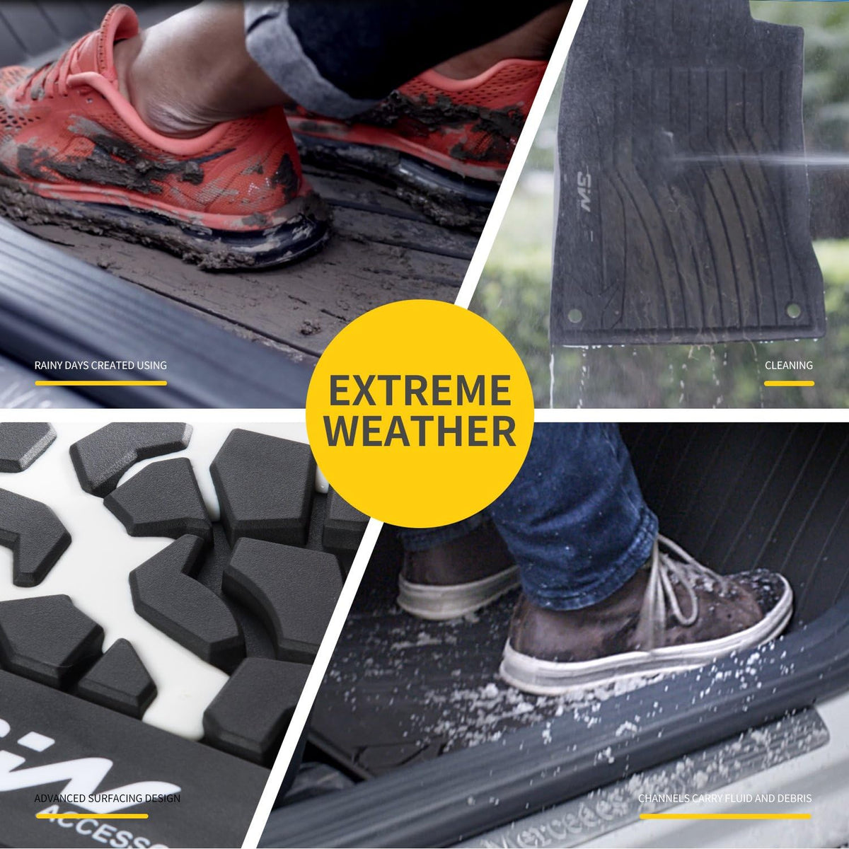 Black TPE All Weather Custom Fit Floor Mats for Dodge Ram 1500 2019-2021 First and Second Row Full Set J1331