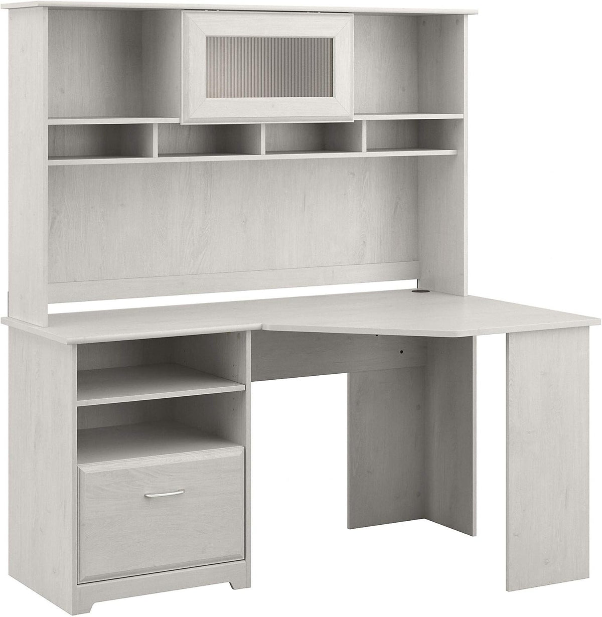 White Corner Desk with Hutch S670509