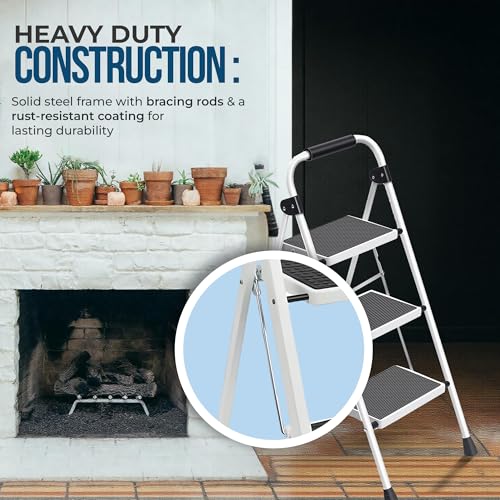 3 Step White Folding Step Stool N258138