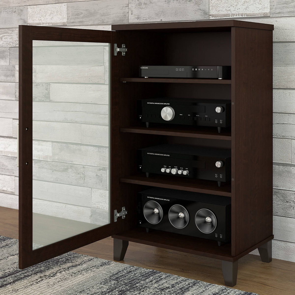 Ash Gray Media Storage Cabinet D68225