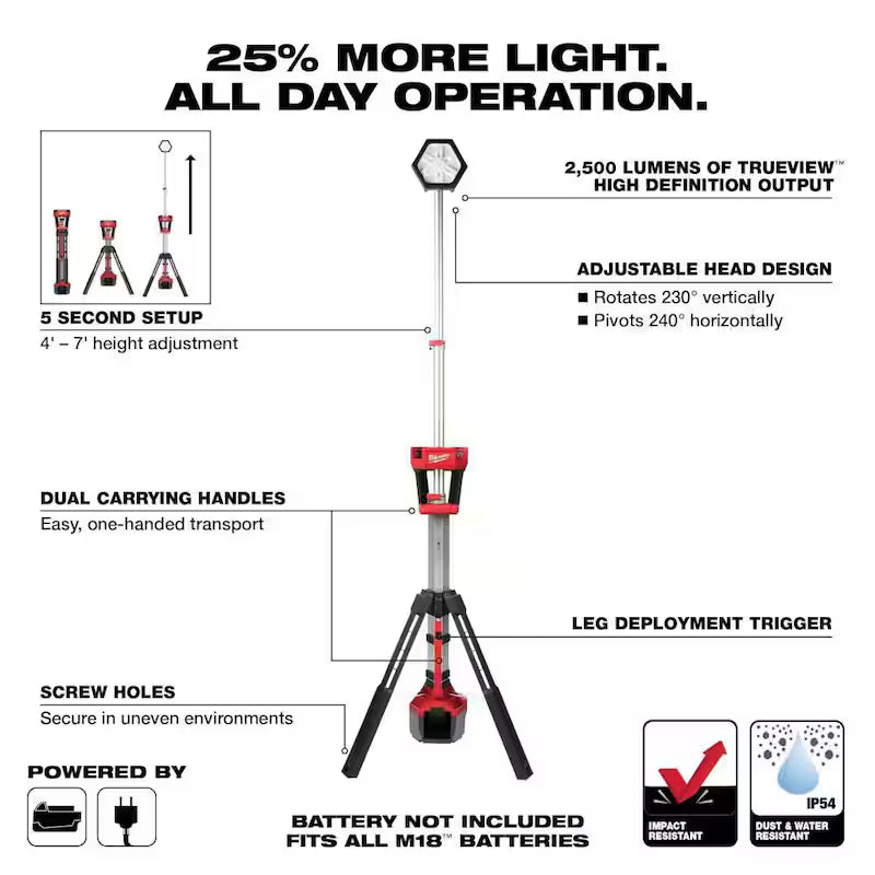 18V Lithium-Ion Cordless Tower Light H124253