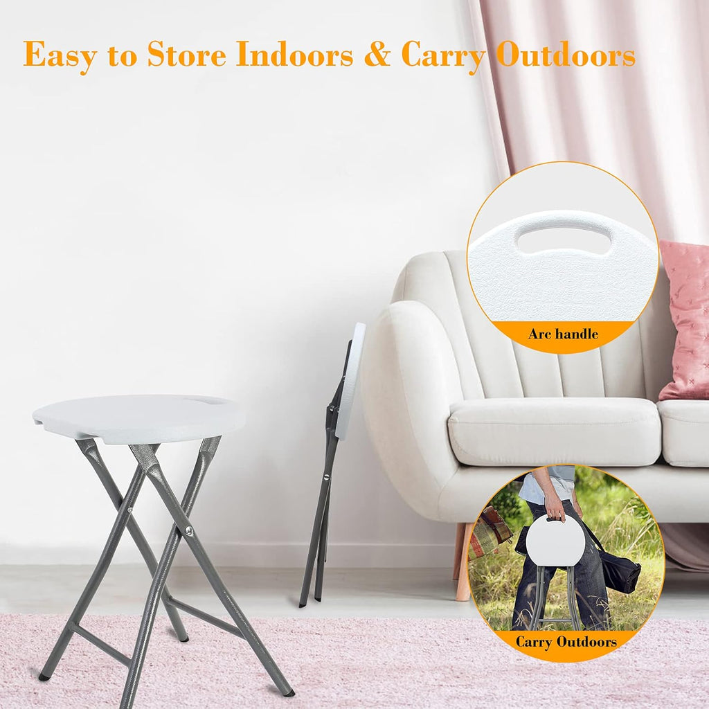 White 18 inch Set of 4 Folding Stool with Handle A1201
