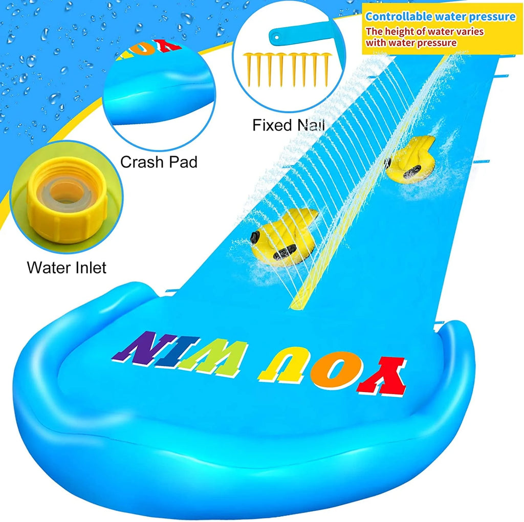 16FT Double Outdoor Water Slide with 2 Surfboards I6206