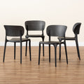Black Finished Polypropylene Plastic 4-Piece Stackable Dining Chair Set K9695