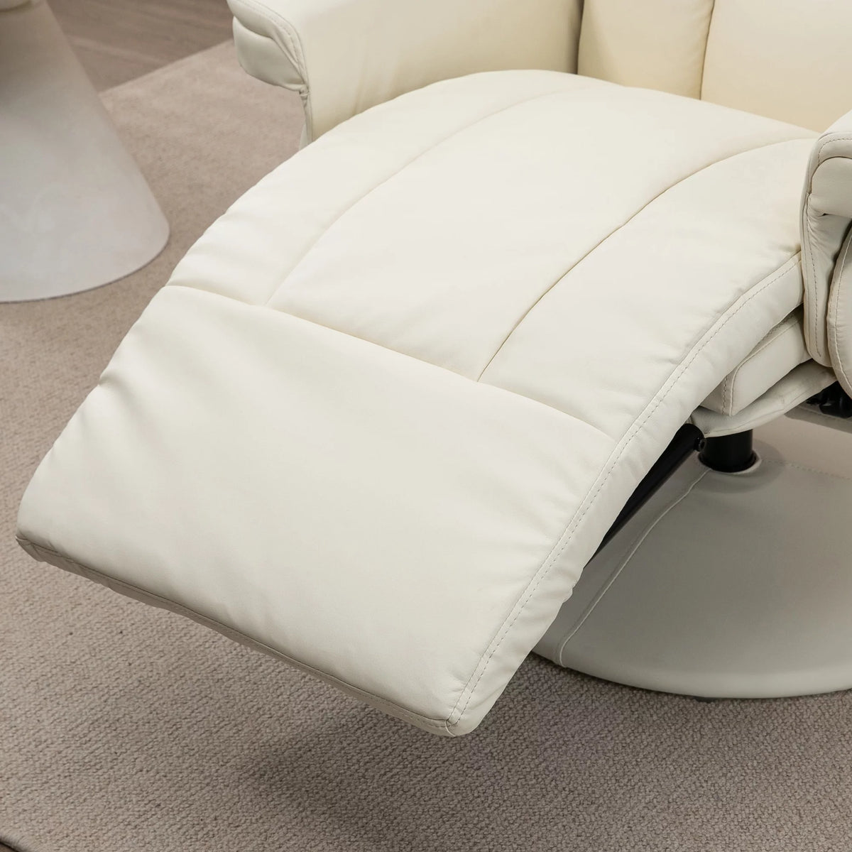 Cream White Manual Recliner Swivel Armchair with Cup Holder M4355