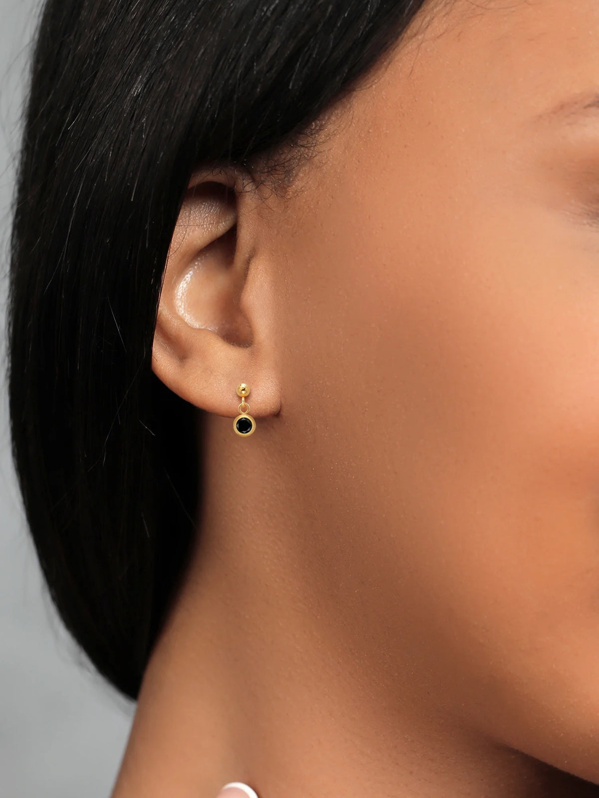 14k Yellow Gold Black Diamond Dangle Stud Earrings B161474