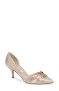 Taupe Satin Pointy Toe Pump C8232