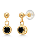 14k Yellow Gold Black Diamond Dangle Stud Earrings B161474