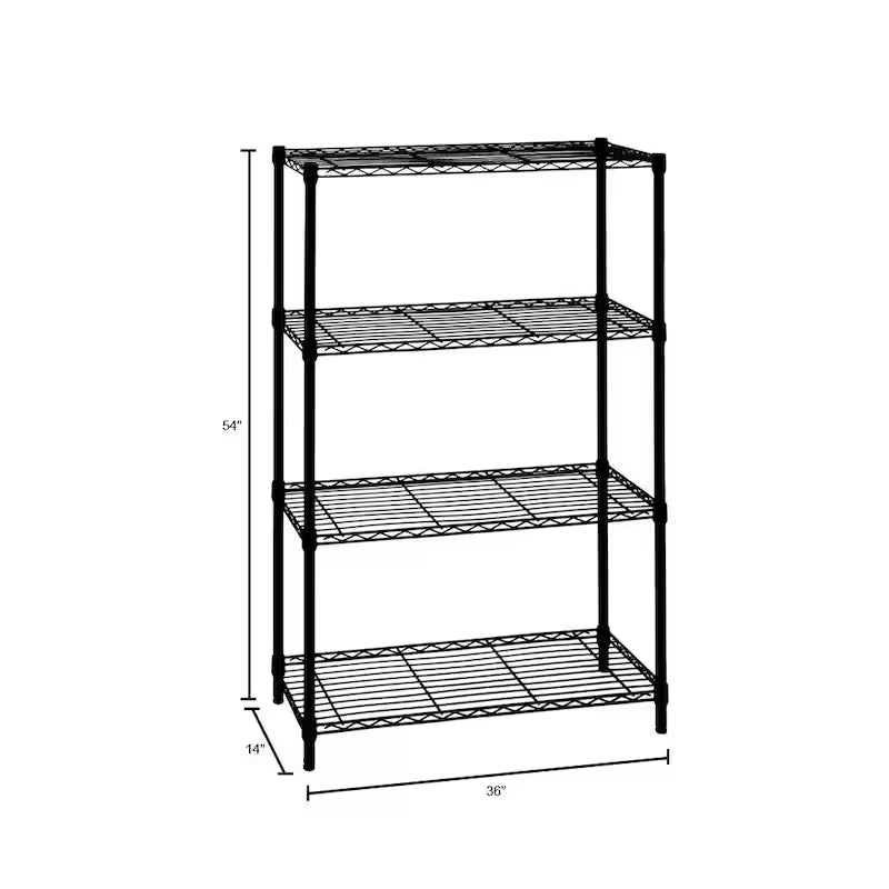 4-Tier Black Steel Wire Shelving Unit C3227