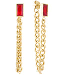 18K Gold Plated Stainless Steel Baguette Chain Earrings N4742