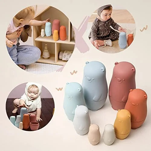 Red Silicone Matryoshka Dolls Stacking Nesting Doll Toys Set B6275