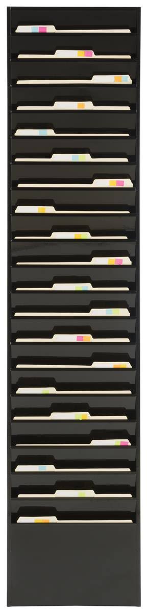 Wall Rack, 20 Pockets, Tiered, Black, Powder Coated Steel Z64515