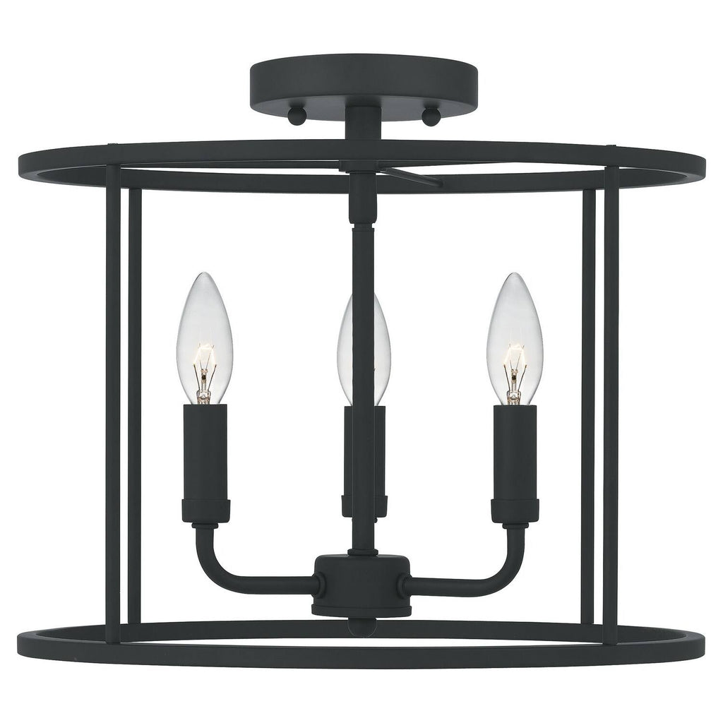 Three Light Semi Flush Mount Matte Black Z7537