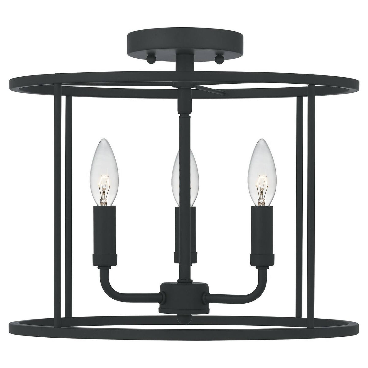 Three Light Semi Flush Mount Matte Black Z7537