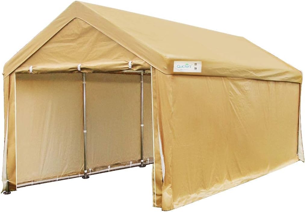 10’x20’ Heavy Duty Galvanized Carport Car Canopy with Reinforced Steel Cables and Ground Bars Z804261
