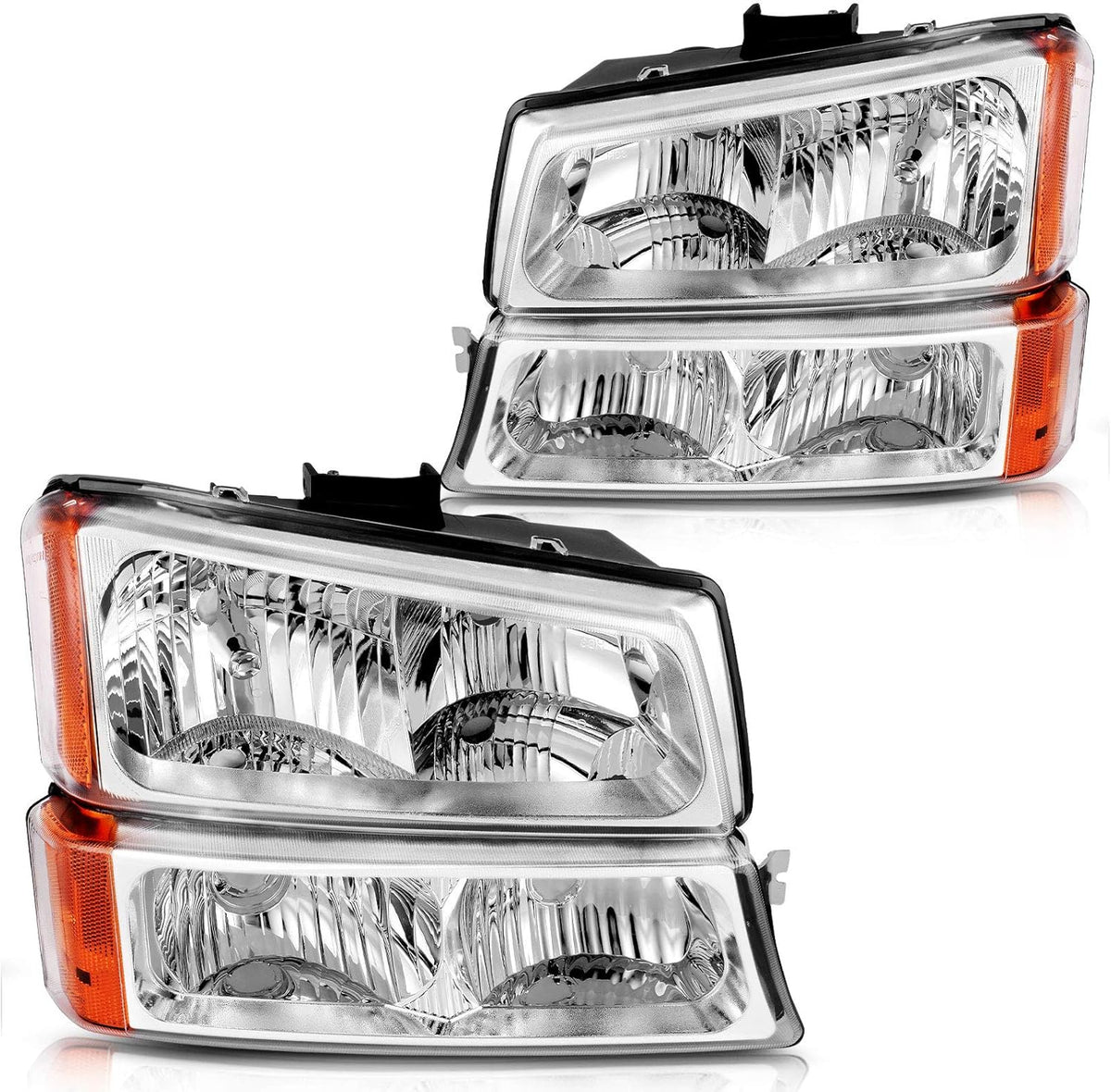 Black Housing Amber Reflector Headlights Assembly O8611