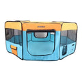 Medium Water Resistant Portable Pet Play Pen-Blue/Orange, White B4630