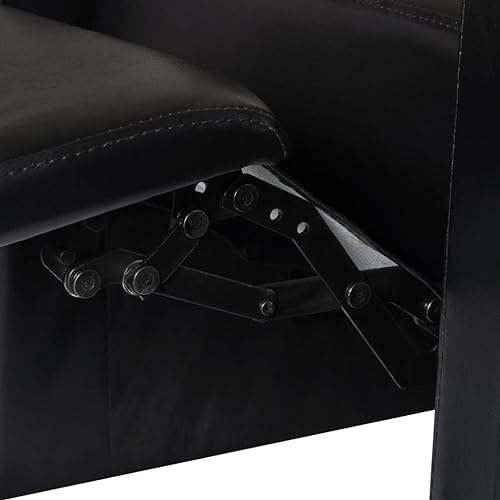 2-Seater Black Faux Leather Recliner Sofa with Cup Holder G53011