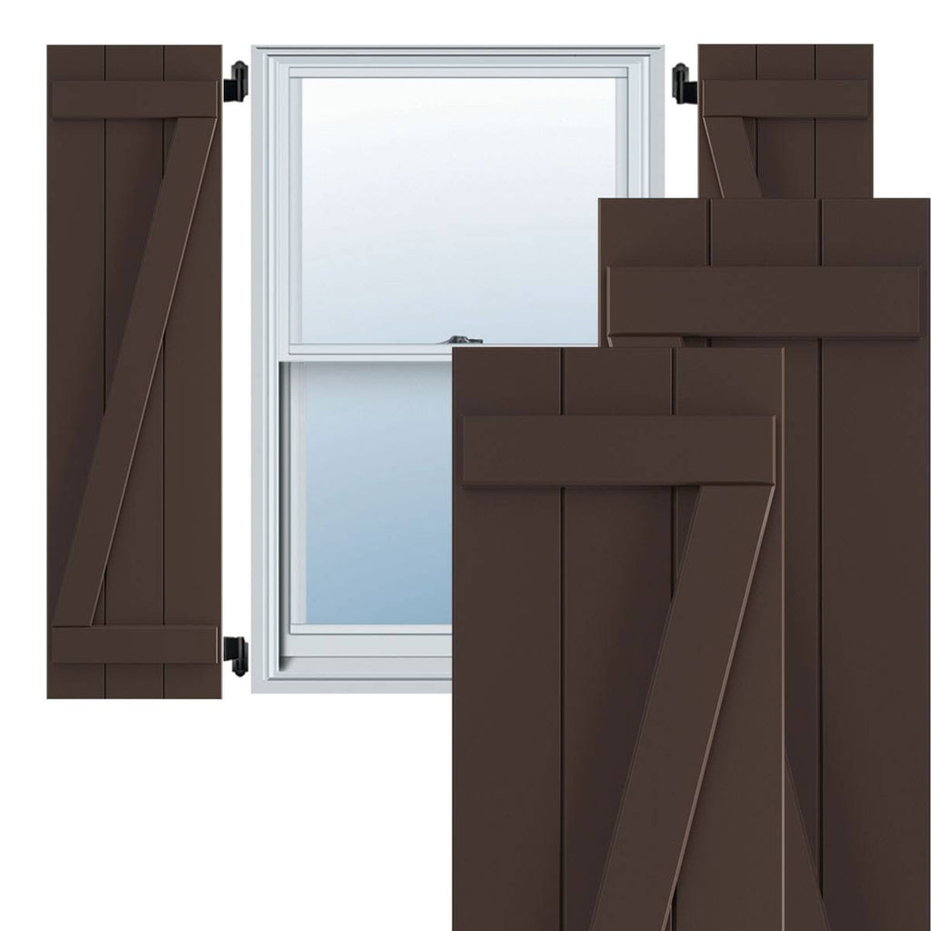 Raisin Brown PVC Board and Batten Shutters (Per Pair) A650