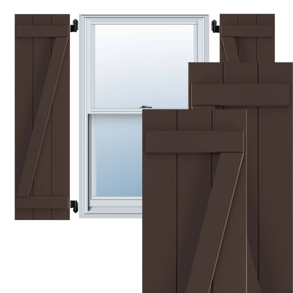 Raisin Brown PVC Board and Batten Shutters (Per Pair) A650
