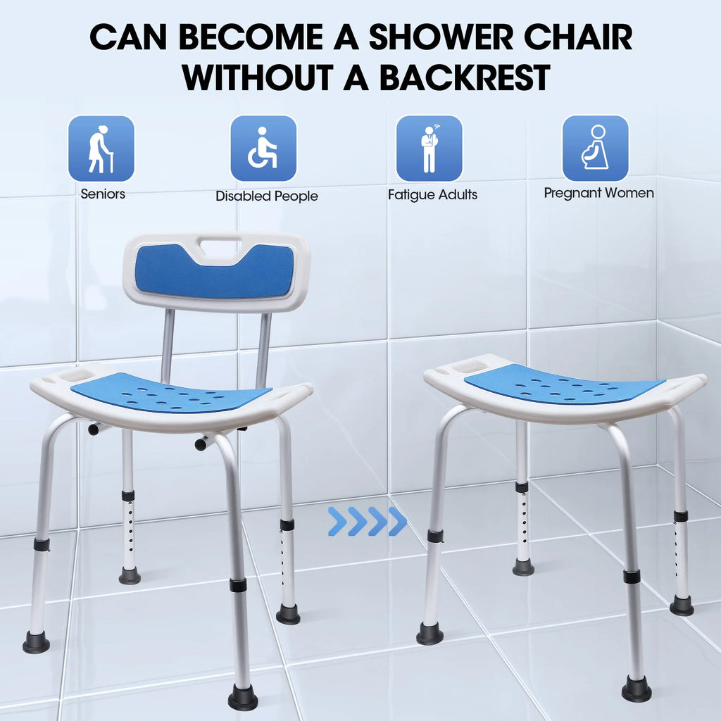 Bath and Shower Chair with Back and Padded Armrests, Height Adjustable L23416