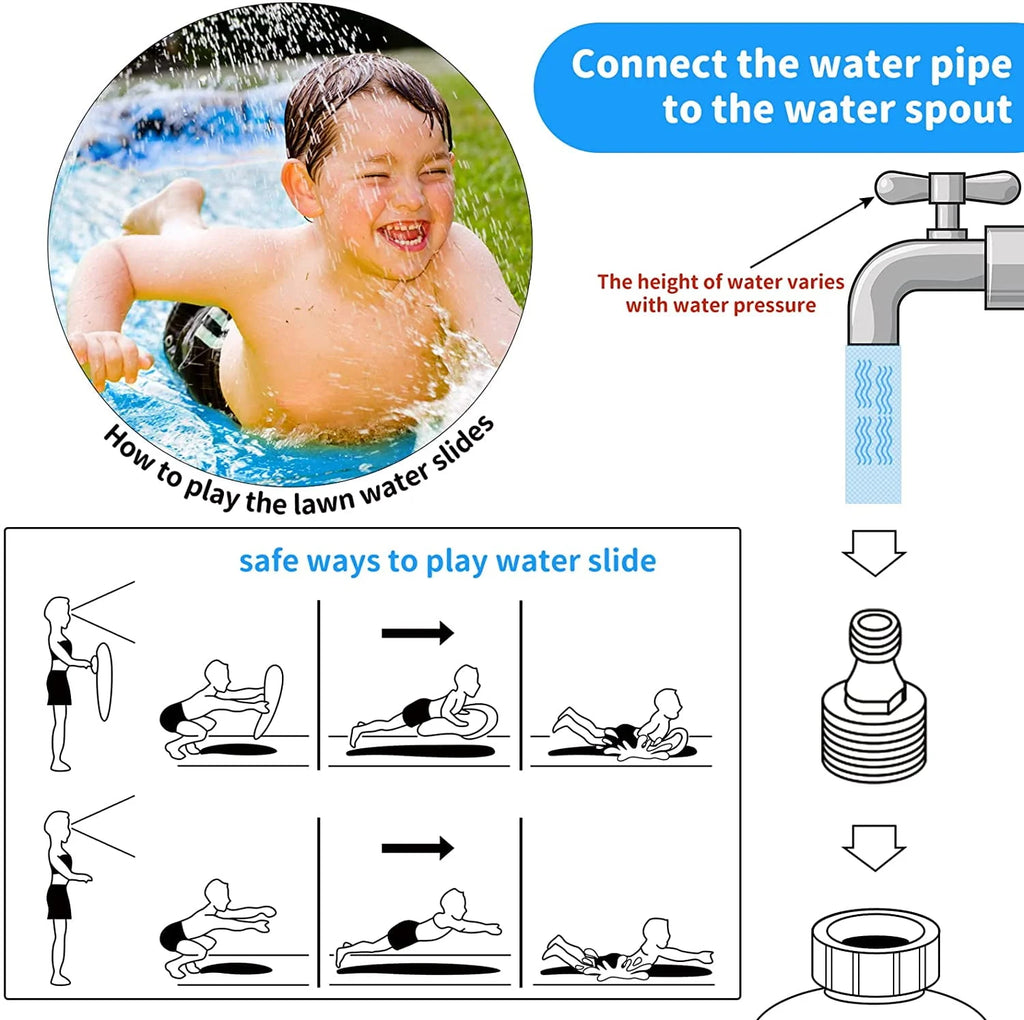 16FT Double Outdoor Water Slide with 2 Surfboards I6206