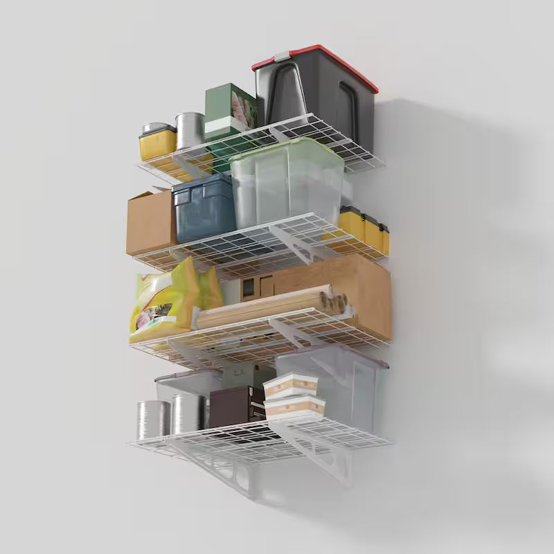 White Steel Garage Wall Shelf 4-Pack W148