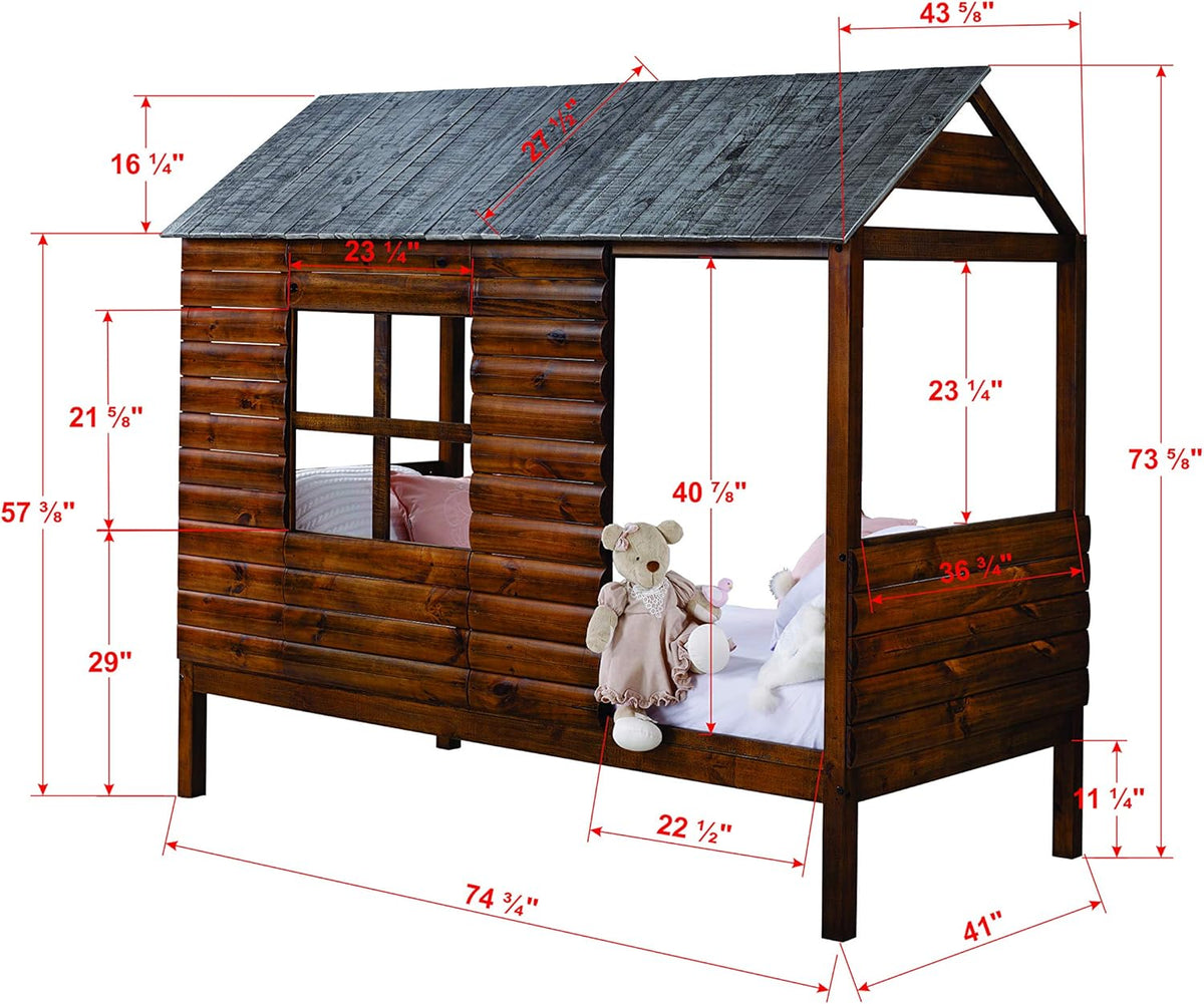 Rustic Walnut Twin Log Cabin Loft L432938