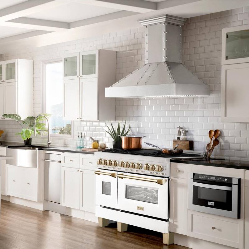 48 in. 7 Burner Dual Fuel Range in Stainless, White Matte and Polished Gold I822656