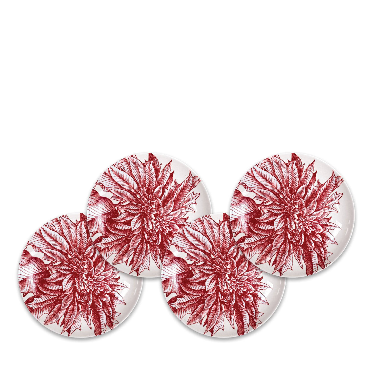 Poinsettia Canapé Plates Set of 4 U508