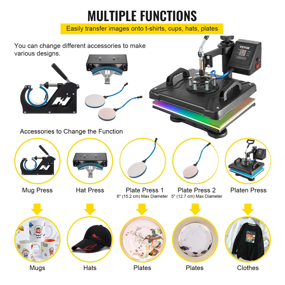 5 in 1 Heat Press Machine Digital Multifunctional Sublimation Q639