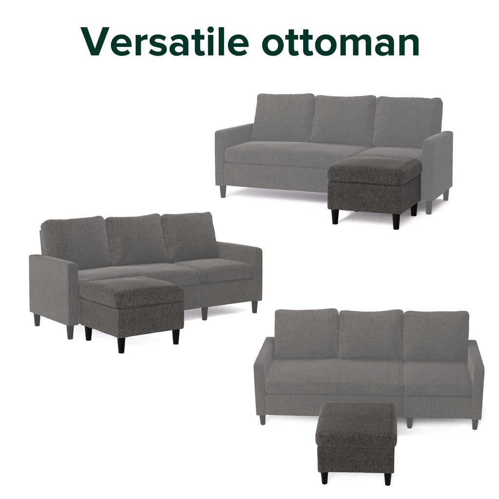 Dark Grey Convertible Sectional Sofa with Reversible Chaise I647514