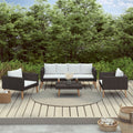 4 Piece Poly Rattan Outdoor Sectional Sofa Set with Coffee Table X392473