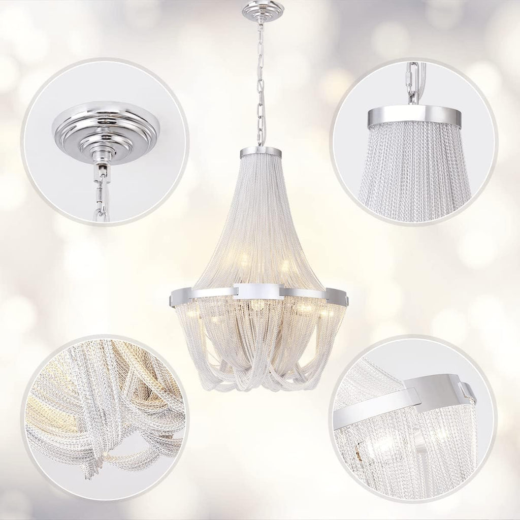 Silver 8-Light Aluminum Chandelier Y44634