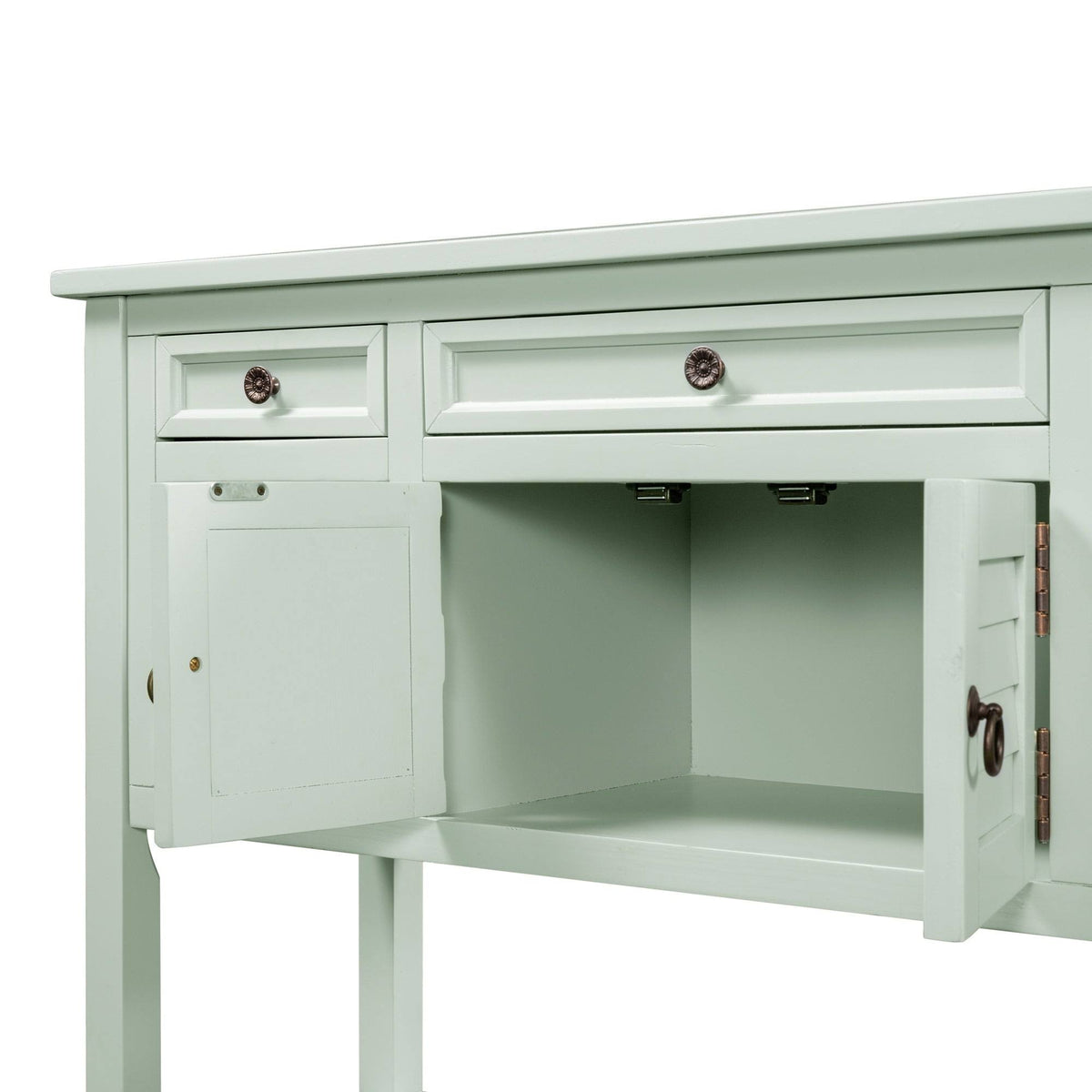 Light Blue Pine Console Table with 7 Drawers, 1 Cabinet, 1 Shelf N32833