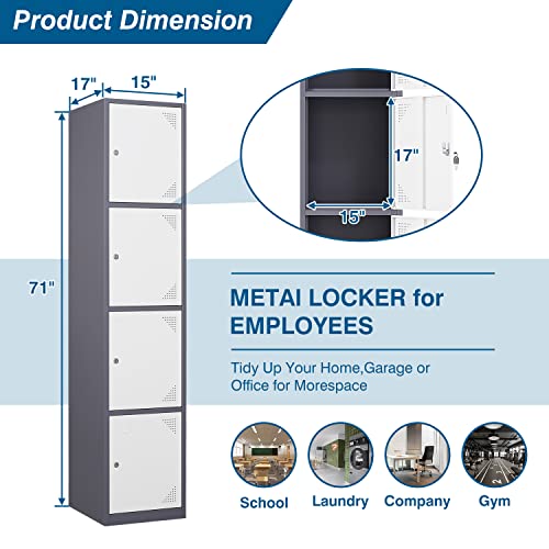 4 Door Steel Locker Cabinet with Lock and Keys Y126